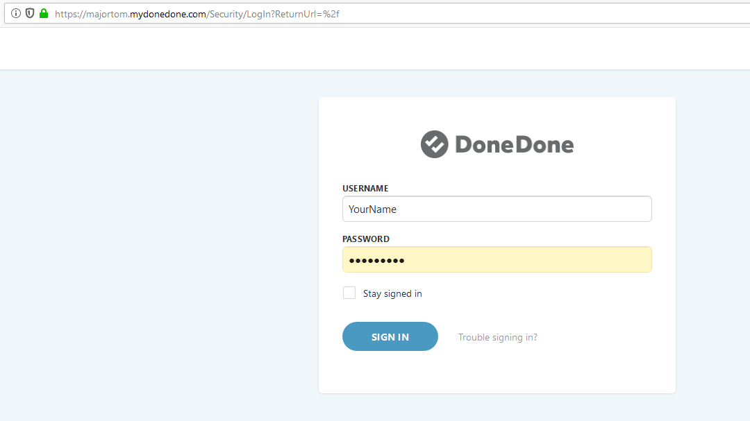 donedone first login page